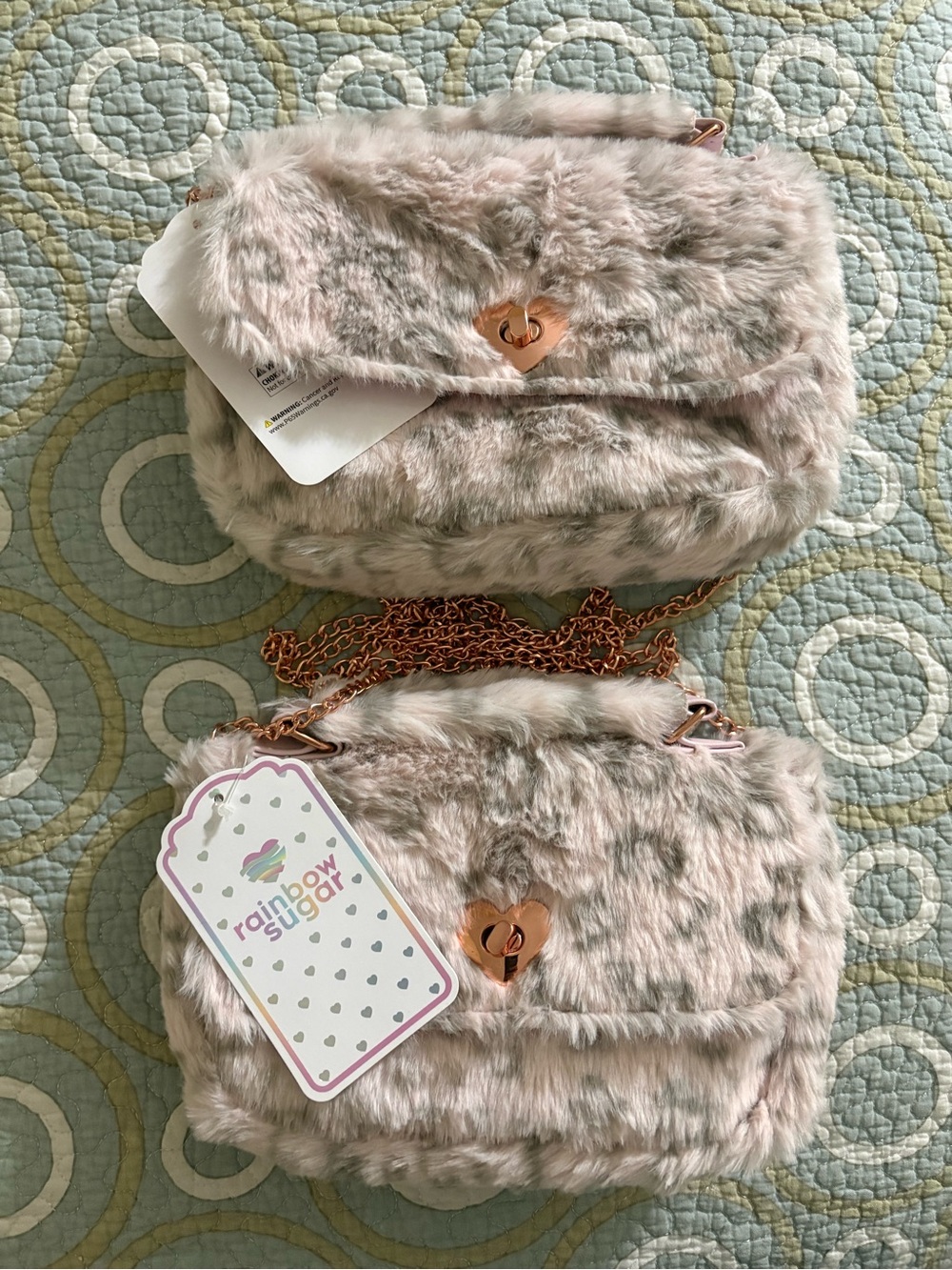 Kids Plush Crossbody Bag in Light Pink
